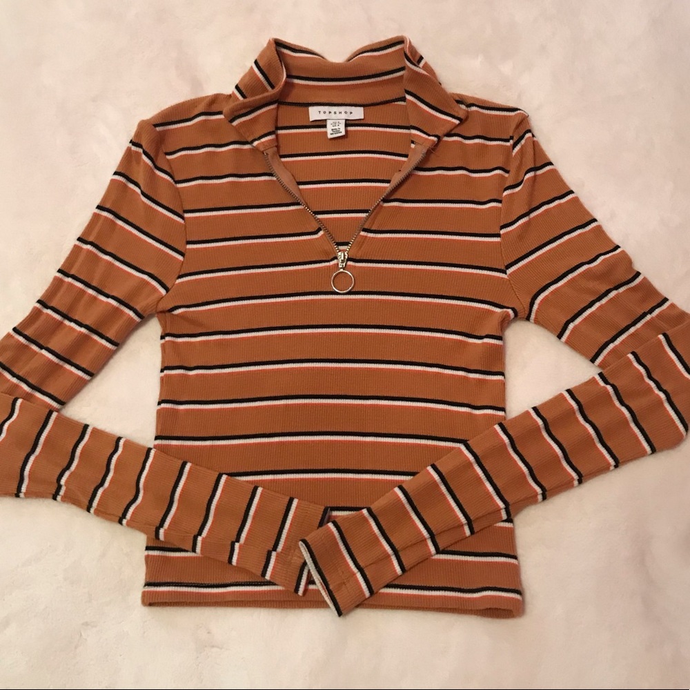 Topshop ribbed quarter zip up